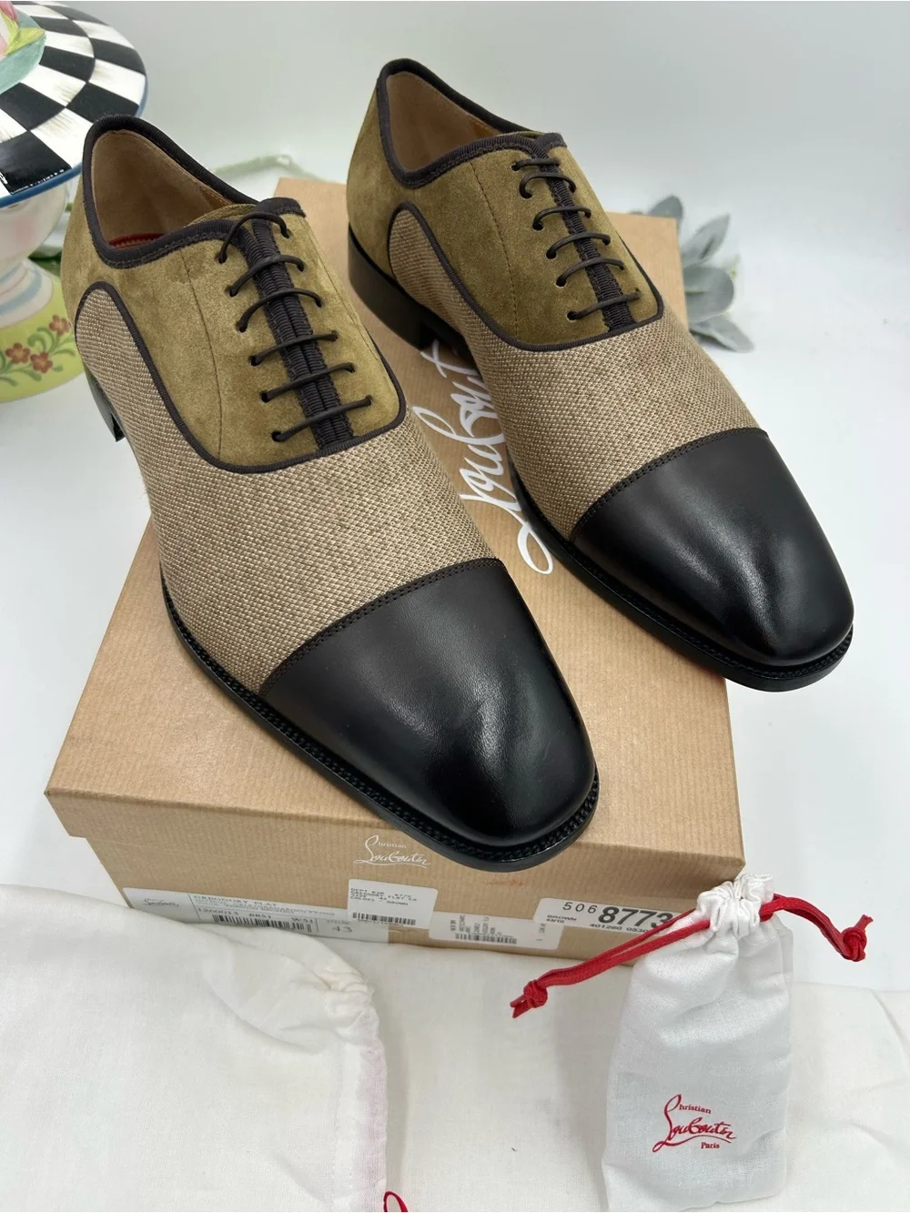 Men's Christian Louboutin Gregory velvet Twill and Leather Oxford's size 43